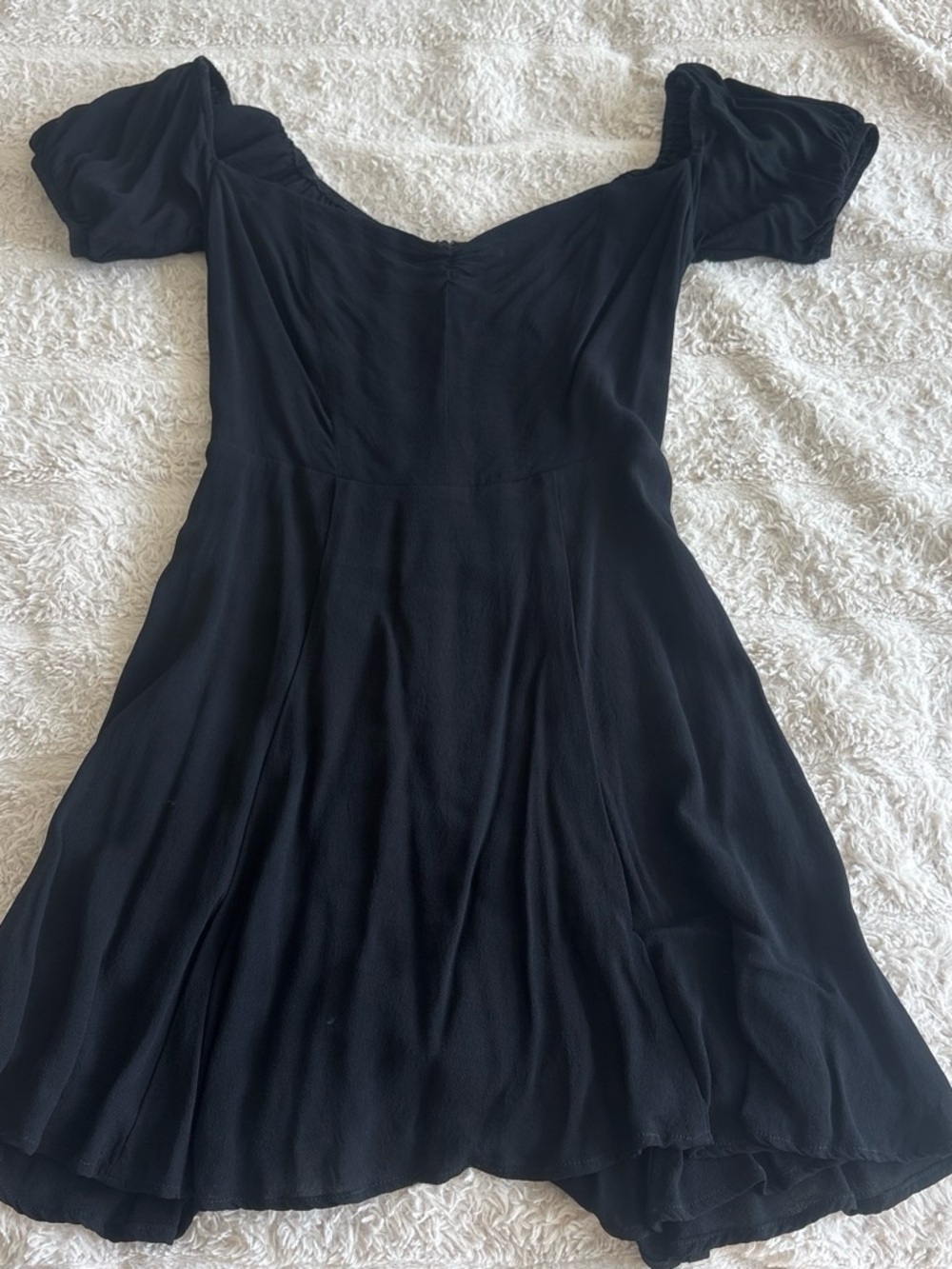 Reformation Black puff-Shoulder Short Dress 4
